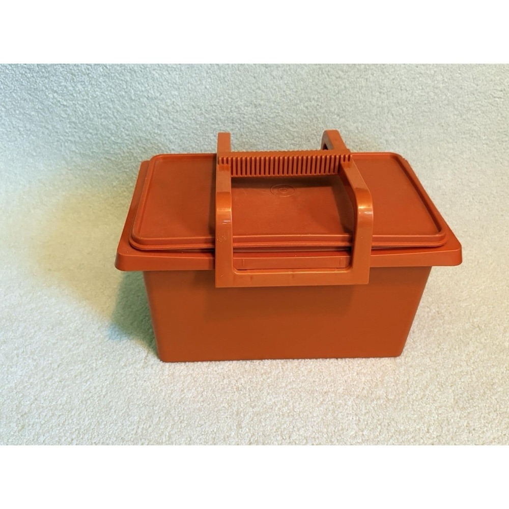 Vintage Tupperware Orange Storage Container With Lid & Handle 1431-5 RETRO